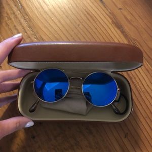Illesteva Round Blue Mirror Sunglasses